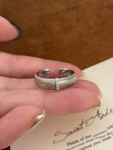 1pc Wide Textured Gold/Silver Open Band Rings, Suitable For Everyday Wear For Women - JZ7887 Wide Version - View 5