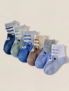 12 Pairs Boys Cartoon Dinosaur, Bear, Football Pattern Mid-Calf Socks, Fashion Casual Versatile, Skin-Friendly Soft Breathable, Suitable For Daily Wear, Holiday Gifts, Back-To-School, Random Color/Style - Multicolor - View 4