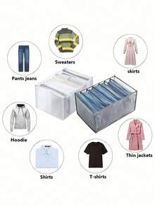 1 pieza Caja organizadora de armario grande, Caja de almacenamiento de estilo de gabinete de 7 rejillas, Organizador de armario tipo cajón lavable, Bolsa de almacenamiento para doblar ropa interior, Almacenamiento y organización para el dormitorio, Camiseta blanca de mujer, Pantalones negros de mujer, Ropa de invierno de mujer, Vestido, Ropa de invierno de mujer, Vestido elegante de mujer, Camisa blanca de manga larga de mujer, Mono blanco de mujer, Vestido de primavera de mujer, Atuendo de primavera de mujer, Primavera, Ropa de primavera, Estilo minimalista, Parte superior de verano - Multicolor - Ver 7