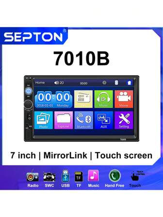 SEPTON SPETON 2 Din Car Radio 7" HD Touch Screen Autoradio Multimedia Player Universal Car Stereo MP5 Player Double BT SWC TF FM Camera