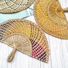 1 件手工编织海藻扇，非洲风格手持扇，壁挂装饰扇，便携式夏季扇，适合日常使用和摄影 - 彩色 - 查看 9