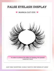 Asiteo 5 Pairs Manga Style False Eyelashes Cat Eye Eyelashes Look Moist Eye End Elongated Spiky Manga Fake Lashes Faux Mink Lashes Natural Look Eyelashes Extension Makeup - 尖尾漫畫款 - 查看 4