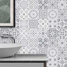 20 Peças/Conjunto 20 x 20 cm Adesivos à prova de óleo de estilo Mandala cinza e branco para cozinha, Adesivos à prova d'água autocolantes para azulejos de fogão com canto flexível, Decoração com padrão geométrico para decoração de sala, decoração de casa, decoração de sala de estar, papel de parede, decoração de cozinha, arte de parede, acessórios de cozinha, itens de cozinha, decoração de parede, adesivos de parede, adesivo de parede