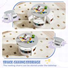 Kids Table And Chair Set 5-Piece Toddler Round Nesting Table - Grey - View 6