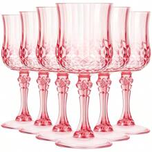 Vintage Rose Gold Plastic Drinking Glass, Pink Wine Glass, Unbreakable Wedding Glassware, Crystal Water Cup, Reusable Beverage Glass, Retro Champagne Flute