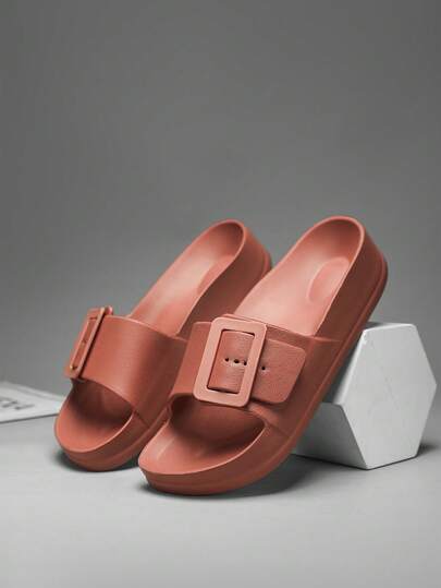 2025 Papuci EVA cu o cataramă în stil european și american cu talpă groasă, sandale confortabile pentru exterior