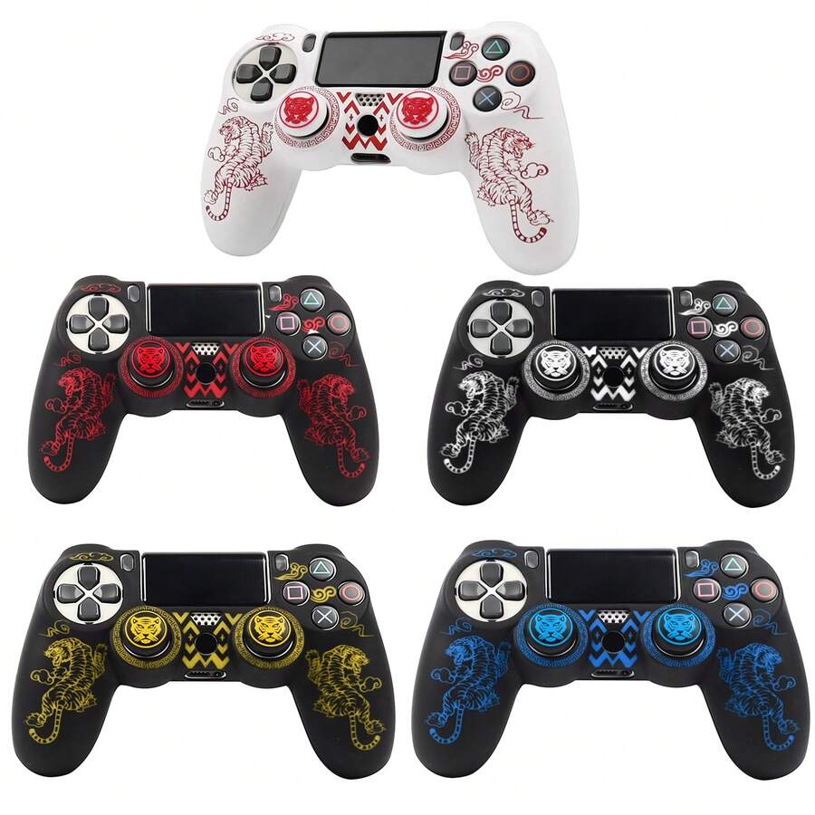 RALAN Tiger Design Controller Skin Cover With 2 Thumb Grips Compatible With Playstation 4 Slim/Pro Controller - Multicolor - View 1