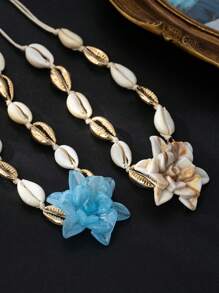 1pc Handmade Bohemian Shell Necklace, Fashionable, Unique And Elegant Choker Necklace For Beach Holiday