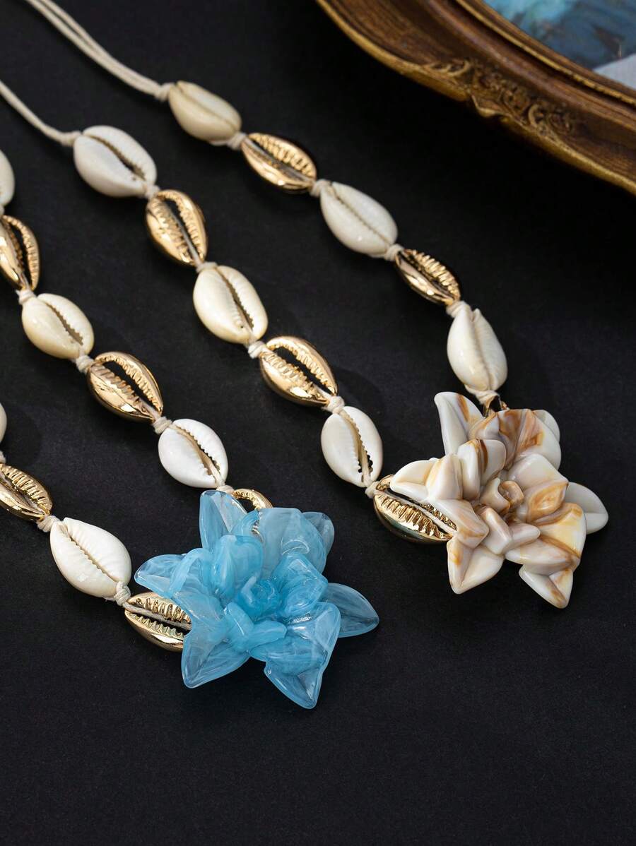 1pc Handmade Bohemian Shell Necklace, Fashionable, Unique And Elegant Choker Necklace For Beach Holiday