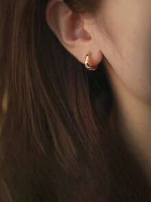 BALMORA 1 对简约奢华 S925 纯银镶锆石耳夹耳环，女士礼物 - 金色 - 查看 3