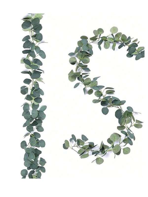 2 pièces Guirlande d'eucalyptus artificielle pour la décoration de la chambre, fausses fleurs de feuilles de soie d'eucalyptus à dollar argenté, couronne de verdure en rotin fait main. Convient pour le mariage, la remise des diplômes, la fête, la décoration intérieure et extérieure, l'arche, le mur, la porte, la cheminée, les fenêtres et le dîner à la maison
