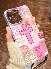 Funda para phone con eslogan (1 unidad), diseño de cruz y Jesús, TPU transparente, protección completa, anticaídas, antihuellas, compatible con phone S - Multicolor - Ver 7