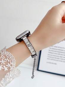 1 Pc Square Large Crystal Adjustable Bracelet Strap Compatible With Apple Watch Band 38mm 40mm 41mm 42mm 44mm 45mm 49mm (S10 42)Mm (S10 46)Mm, Simple And Luxurious Women's Wrist Strap Suitable For Apple Watch Series Ultra 2 S10 SE 9 8 7 SE 65 4 3 2 1 Gift