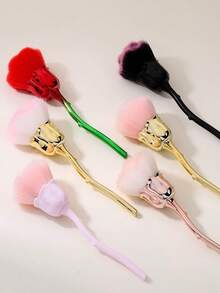 1支装美甲粉尘刷，粉色玫瑰造型，清洁刷，适用于指甲、化妆品、粉底、腮红的清洁和修剪，多功能玫瑰花美甲刷 - 指甲粉尘清洁刷、粉底、腮红化妆刷，旅行必备