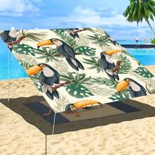 1 件热带植物与几何图案遮阳篷，轻盈舒适，热带度假风格，100% 涤纶，矩形，防水，防紫外线，适用于户外花园、露台、海滩、夏季，附赠尼龙绳 - 彩色 - 查看 8