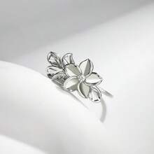 1 pieza Anillo de plata de ley S925 con diseño de flor de moissanita de 1.0 ct, adecuado para uso elegante, encantador, diario, boda, propuesta, fiesta, confesión, banquete, cumpleaños, festival de música, regalo, aniversario, Día de la Madre, peso 7g