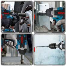 ONEVAN Electric Wrenches, 1500W Brushless Impact Wrench With 1800Nm Torque, 1/2-Inch Impact Wrench, Electric Screwdriver, Drill Driver - Màu xanh lam - Xem 5