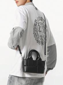 peach tree 男士斜挎包、单肩包、小方包、手提包、商务PU防水翻盖包、钱包、商务收纳包，适合商务旅行、存放洗漱用品、工具，大容量，防水背包，节日情人节适用