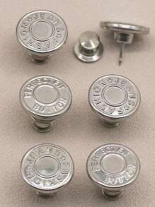2 pièces/4 pièces/6 pièces Boutons de rechange pour jeans, boutons de taille sans clou, boutons de taille avec lettres argentées multifonctionnels amovibles. Kit de remplacement de boutons détachables pour jeans et jupes sans couture