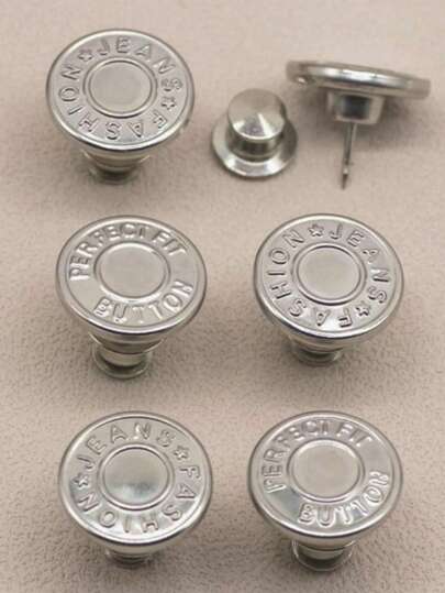 2pcs/4pcs/6pcs Jeans Replacement Buttons Waist Free Nail Jeans Buttons, Silver Letter Waist Buttons Multifunctional Detachable Tower Buttons Jeans Skirt Waist Adjustment Size Change Jeans Fixed Buckle, Free Nail Detachable Jeans Button Replacement Set, No Sewing Buttons