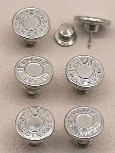 2pcs/4pcs/6pcs Jeans Replacement Buttons, Rivetless Jeans Waistband Buttons, Silver Letter Waistband Buttons, Multi-Functional Detachable Cone-Shaped Buttons, Adjustable Waist Size For Jeans & Skirts, Jeans Fastener Buttons, Rivetless Detachable Jeans Button Replacement Set, No Sewing Buttons