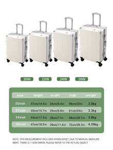 硬壳行李箱带万向轮，铝制框架，静音，20英寸短途旅行行李箱，大容量，防刮，26英寸旅行箱，适合男士、女士、学生