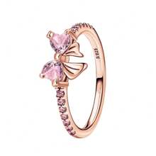 Nuovo anello in argento 925 con zirconia brillante a fiocco rosa, anello originale S925 per dita, anello da matrimonio fai-da-te, regalo di gioielleria fine per donne