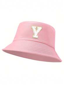 1pc Women'S 26 Letters Bucket Hat, Personalized Fashion Casual Sun Hat, Casual Holiday Beach Sun Hat For Travel, Daily Travel Outdoor Sports Hat, Sun Hat, Minimalist Bucket Hat, Lightweight And Foldable, Suitable For Outdoor, Travel, Hiking, Picnic, Commuting, Etc., Also A Great Gift For Mom Or Friends