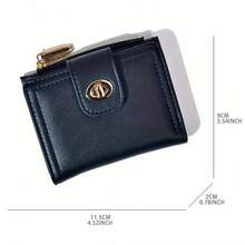 Small Wallet For Women Twist Locked Wallet With Credit Card Slots, ID Window & Zipper Coin Purse BLACK - Black - View 5