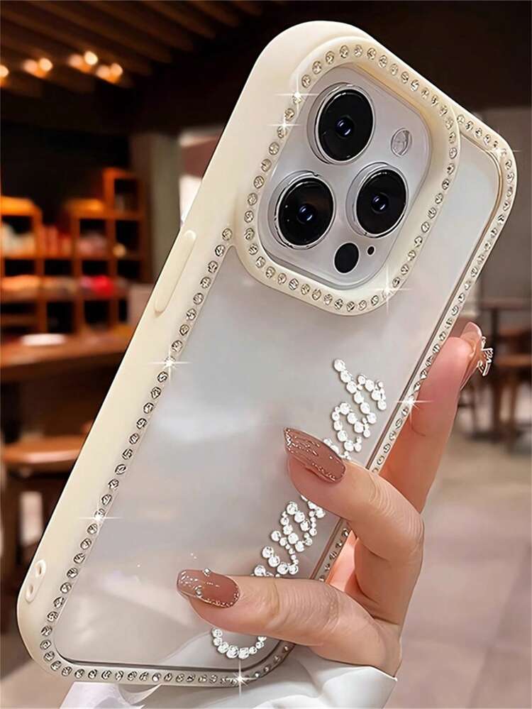 ピンクのキラキララインストーングリッターパーソナライズされた名前文字ラインストーンパターンカスタマイズされた透明iPhone 17 16 15 14 13 Pro Max対応耐衝撃保護カバー、シーズンピック、トラベルオーガナイザー春の誕生日プレゼント - マルチカラー - 見る 22