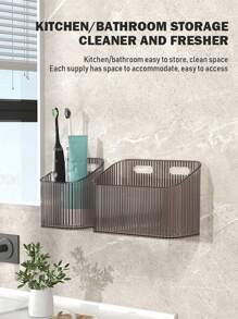 2PCS NO DRILL BATHROOM WALL MOUNTING SHELF - Space-Saving, Easy-To-Install Organiser For Bathrooms And Kitchens, Plastic Storage, Suitable For Toiletries And Cosmetics Back To School
