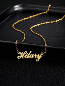 Customized Stainless Steel Name Necklace, Personalized Matte Simple Custom English Alphabet Font, Suitable Gift For Couples, Friends, Mother's Day, High-End Gift For Mom, Gold Fashion Jewelry Choker, Perfect Gift For Anniversary, Wedding, Friends Gathering, Back To School, Classmate Reunion,Gold,Stylish,Colorful,Vintage,Simple,Unisex,Casual,Cuties,Custom,Personalized,Unique,Ideal Gifts For Him,Ideal Gifts For Her,Her,Boyfriend,Girlfriend,Dad,Mom,Family,Friends,For Anniversaries,For Birthdays,For Graduation,For Prom,For Party,Jewelry,Jewelry