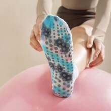 1 paire de chaussettes de yoga court effet tie-dye, chaussettes de sport professionnelles respirantes antidérapantes avec silicone, chaussettes de Pilates, convenant pour la fitness, le yoga, le Pilates, la danse, le cyclisme, la course et autres sports