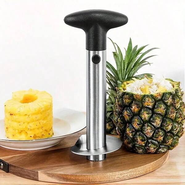 Cortador e fatiador de abacaxi, cortador de frutas, utensílio de cozinha fácil de usar para preparar abacaxi facilmente, com cabo ergonômico, ideal para cozinhar em casa, utensílios de cozinha e sala de jantar