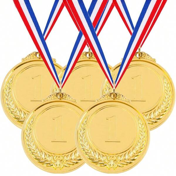 Set de 3/5 piezas Medallas de oro con figura de trigo, mejor opción de medallas para premiar cualquier deporte, trabajo o incentivo para personas de talla grande