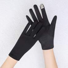 1pair Women's Sunblock Non Slip Uv Protection Half Finger Gloves For Driving And Summer Outdoor Activities