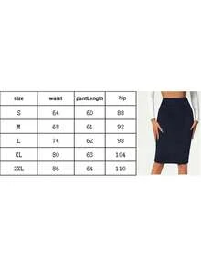 Women's High Waist Bodycon Pencil Skirt  Slim Fit Midi Length  Elegant Solid Color Skirt S-XXL - 黑色 - 查看 2