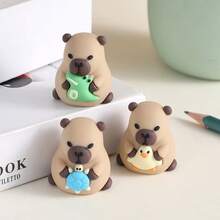 1pc Soft Rubber Kapi Bala Creative Shaped Pencil Sharpener, Cute Cartoon Silicone Pencil Sharpener - Multicolor - View 1