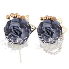 Wrist Corsages For Weddings, Gukasxi Flower Wrist Boutonniere Set Artificial Wedding Rose Bride Wrist Corsages Flowers Boutonniere For Prom, Wedding Flowers For Men Bride Bridesmaid Wedding Prom Decor