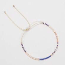 1PC Summer Bohemian Leisure Vacation Style Random Mixed Color Bead Bracelet, INS Colored Fine Rice Bead Adjustable Bracelet, Stackable Summer Beach Couple/Best Friend Bracelet, Suitable For Daily Commuting, Festival Party, Beach Travel, Best Gift For Family And Friends, Summer Gift, Vacation Gift