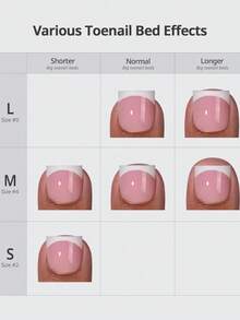 150片短方形按压式脚趾甲，粉色法式软胶甲片，适合DIY美甲，简约百搭，15种尺寸，女士适用 - 淺粉色 - 查看 7