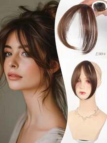 8 英寸合成假发，带中侧刘海、无缝法式斜刘海