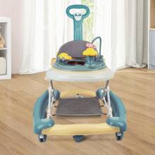 Girello 3 in 1, pieghevole, regolabile in altezza, antiribaltamento, con ruote silenziose a 360°