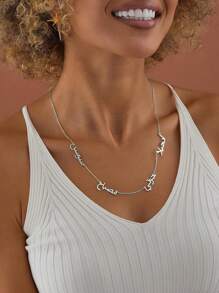 1pc Multiple Arabic Farsi Family Name Neck, 18k Gold Arabic Farsi Name Neck, 1-5 Name Neck In Arabic/English, Arabic/English Name Jewelry, Including Exquisite Gift Box, 18k Gold Stainless Steel Jewelry, New Year's Gift