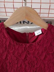 coviviky Vestido elegante de unicolor con encaje, cuello redondo, manga corta, cremallera, dulce y lindo con cinturón, adecuado para uso diario casual, fiesta de cumpleaños, regalo para niñas de 3 a 10 años