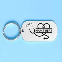 Laser Engraved Custom Name Nurse Doctor Keychain Stainless Steel Personalized Stethoscope Key Ring Birthday Graduation Gifts - Multicolor - View 9