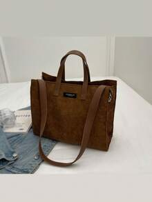 Corduroy Tote Bag With Large Capacity, Unisex Shoulder Bag For School, Work, Shopping, High-Quality Autumn/Winter Casual Handbag Laptop Bag Beach Bag