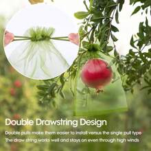 20pcs Reusable Drawstring Mesh Produce Bags, Lightweight Breathable Fruit & Vegetable Protection Cover For Grape, Apple, Pomelo, Multi-Purpose Gardening Anti-Insect Bags, Wedding Party Gift Packaging, Decorative Bags With Ribbons