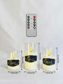 3pcs Flameless Candles - Acrylic Flameless Candles With Timer, Battery Operated Candles With 10-Key Remote, Flickering LED Pillar Candles With 3D Flame Effect, Suitable For Weddings, Parties, Home Decor