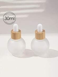 2 件 0.68 盎司/1.01 盎司（20 毫升/30 毫升）磨砂玻璃精油瓶，带滴管和竹盖 - 无香化妆品容器，用于香水、液体储存，旅行装可重复使用罐 - 彩色 - 查看 10